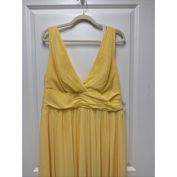New MAC DUGGAL Size 18 Evening Gown Yellow Chiffon Sleeveless Wrap Formal Dress - Picture 5 of 16